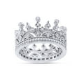 thumbnail image 1 of AFFY Royal Style Round Shape White Cubic Zirconia Crown Ring In 14K White Gold Over Sterling Silver, 1 of 3