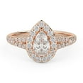 thumbnail image 1 of AFFY Shank Halo Solitaire Engagement Rings for Women, Center 6x4.5mm Pear and Round cut Lab Created Moissanite Ring In 14K Solid Rose Gold Size-4.5, 1 of 6