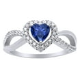 thumbnail image 1 of AFFY Simulated Blue Sapphire & Cubic Zirconia Infinity Heart Ring for Women 14K White Gold over Silver-6.5, 1 of 1