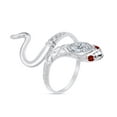 thumbnail image 1 of AFFY Simulated Garnet & CZ Snake Womens Band 14k White Gold Over 925 Sterling Silver, 1 of 4