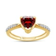 thumbnail image 1 of AFFY Simulated Garnet & White Cubic Zirconia Solitaire Heart Promise Ring 14K Yellow Gold Over Sterling Silver Gift For Her Ring Size-5.5, 1 of 7