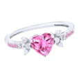 thumbnail image 1 of AFFY Simulated Pink Sapphire & White Natural Diamond Heart Ring In 10k White Gold, Ring Size-10, 1 of 2