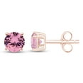 thumbnail image 1 of AFFY Simulated Pink Tourmaline Round Shape Stud Earrings In 14K Rose Gold Over Sterling Silver (4 Ct), 1 of 5