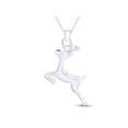 thumbnail image 1 of AFFY Simulated Ruby Reindeer Pendant & Chain 14k White Gold Over Sterling Silver, 1 of 6