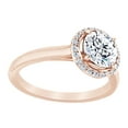 thumbnail image 1 of AFFY Simulated White Moissanite & Natural Diamond Halo Solitaire Ring In 14k Solid Rose Gold, Ring Size-11.5, 1 of 7