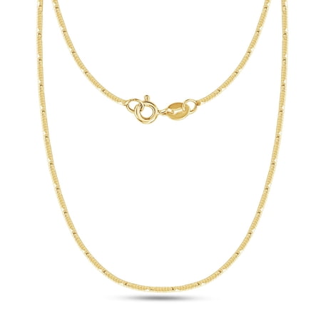 AFFY Snake Chain Necklace for Women and Men Italian Crafted 0.85mm Flexible Chain 16 Inch 14K Yellow Gold Over 925 Sterling Silver with Spring Ring Clasp