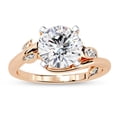 thumbnail image 1 of AFFY Solitaire Bypass Floral Engagement Ring for Women, Center 7.5mm Round Cut Lab Created Moissanite Ring in 10K Solid Rose Gold Size-10, 1 of 6
