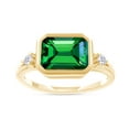 thumbnail image 1 of AFFY Solitaire Engagement Ring, 7X9MM Emerald Shape Zambian Emerald Lab Grown Gemstone & Created Moissanite Diamond Promise Ring for Her In 14K Yellow Gold Over Sterling Silver (2.05 Cttw), Size-10, 1 of 6