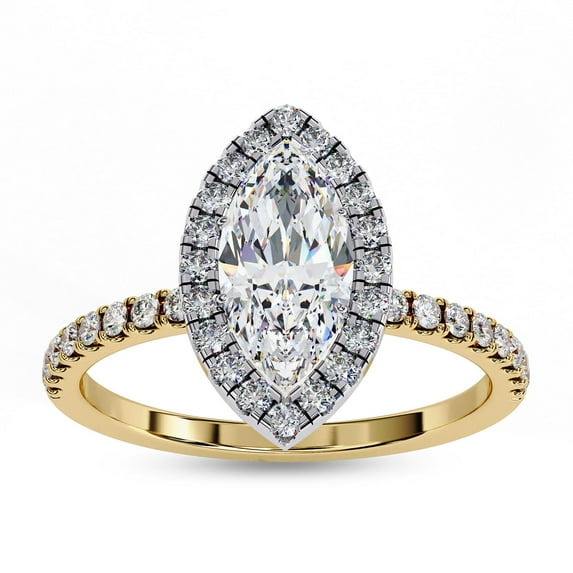 AFFY Solitaire Engagement Ring | Center 10X5MM Marquise Cut Lab Created Moissanite Promise Rings For Women In 10K Solid Yellow Gold Jewelry Gift for Her, Ring Size 7.5