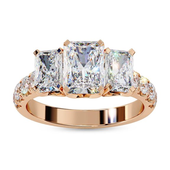 AFFY Solitaire Engagement Ring | Center 7X5MM Radiant Cut Lab Created Moissanite Promise Rings For Women In 14K Rose Gold Over Sterling Silver Jewelry Gift for Her, Ring Size 6.5