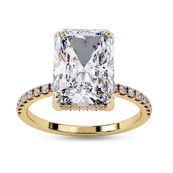 AFFY Solitaire Engagement Ring | Center 8.5X6.5MM Radiant Cut Lab Created Moissanite Promise Rings For Women In 10K Solid Yellow Gold Jewelry Gift for Her, Ring Size 9