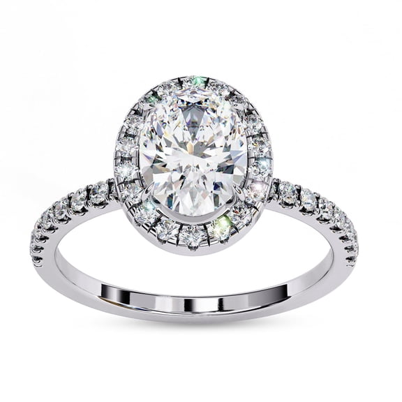 AFFY Solitaire Engagement Ring | Center 8X6MM Oval Cut Lab Created Moissanite Promise Rings For Women In 14K White Gold Over Sterling Silver Jewelry Gift for Her, Ring Size 4.5