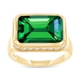 thumbnail image 1 of AFFY Solitaire Engagement Ring for Women, 10X14MM Emerald Shape Zambian Green Emerald Lab Grown Gemstone & Created Moissanite Promise Ring In 14K Yellow Gold Over Sterling Silver, (6.15 Cttw) Size-10, 1 of 6