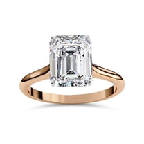 AFFY Solitaire Engagement Ring for Women 9x7mm Emerald Cut Lab Created Moissanite Wedding Promise Rings Jewelry Gift for Her In 10K Solid Rose Gold Size-10