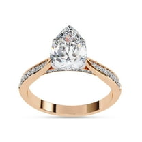 AFFY Solitaire Engagement Ring for Women Center 8X6MM Pear and Round Lab Created Moissanite Rings Jewelry Gift for Her In 10K Solid Rose Gold Size 10