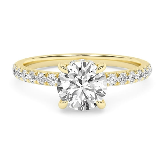 AFFY Solitaire Engagement Rings For Women, 1.40 Carat (ctw) Lab Created Moissanite Eternity Promise Ring For Her In 14k Yellow Gold Over Sterling Silver | VVS1 Quality Ring Size-8