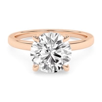 AFFY Solitaire Engagement Rings For Women, 2.10 Carat (ctw) Round Lab Created Moissanite Promise Ring For Her In 14k Rose Gold Over Sterling Silver | VVS1 Quality Ring Size-10