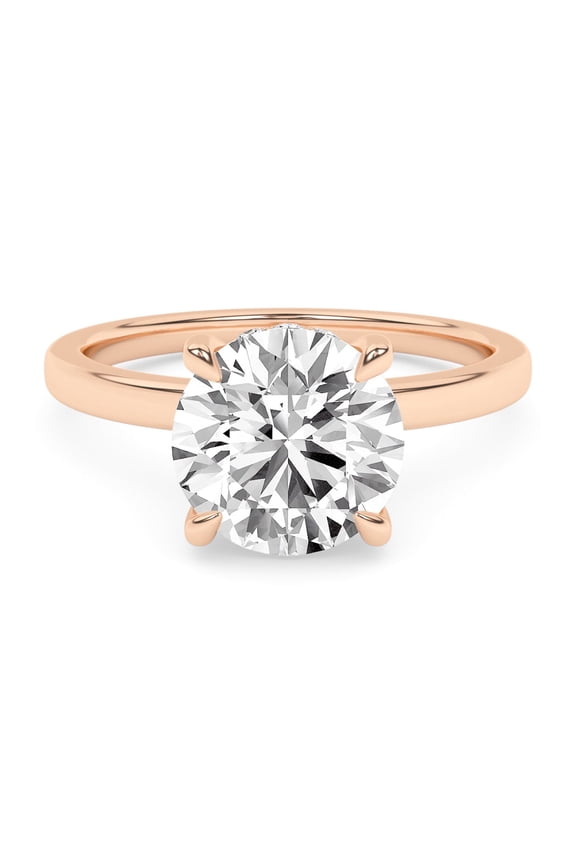 Solitaire Engagement Rings For Women, 2.10 Carat (ctw) Round Lab Created Moissanite Promise Ring For Her In 14k Rose Gold Over Sterling Silver | VVS1 Quality Ring Size-10
