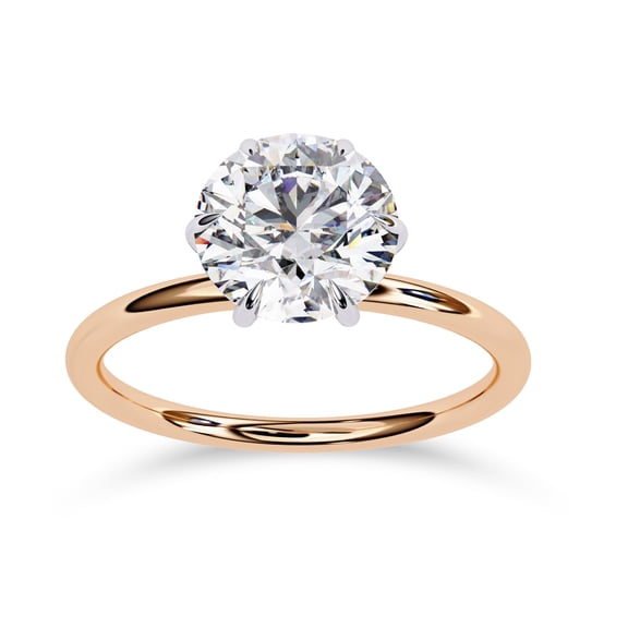 AFFY Solitaire Engagement Rings For Women, Center 8mm Round Cut Lab Created Moissanite Wedding Anniversary Ring in 10K Solid Rose Gold Size-4