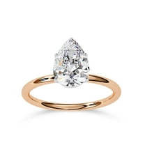 AFFY Solitaire Engagement Rings For Women, Center 8x6mm Pear Cut Lab Created Moissanite Wedding Anniversary Ring in 10K Solid Rose Gold Size-10