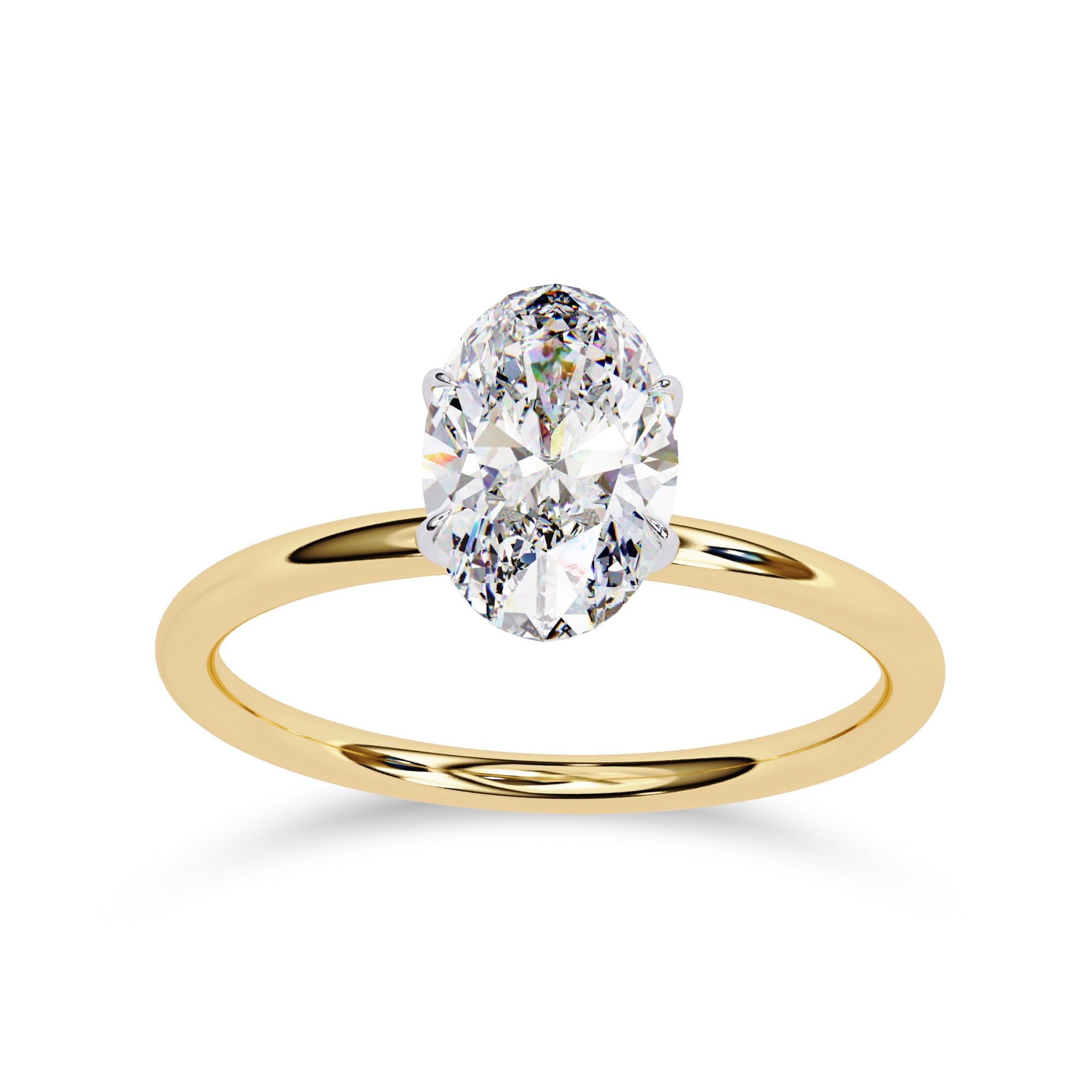 AFFY Solitaire Engagement Rings For Women, Center 9x6mm Oval Cut Lab Created Moissanite Wedding Anniversary Ring in 10K Solid Yellow Gold Size-5.5