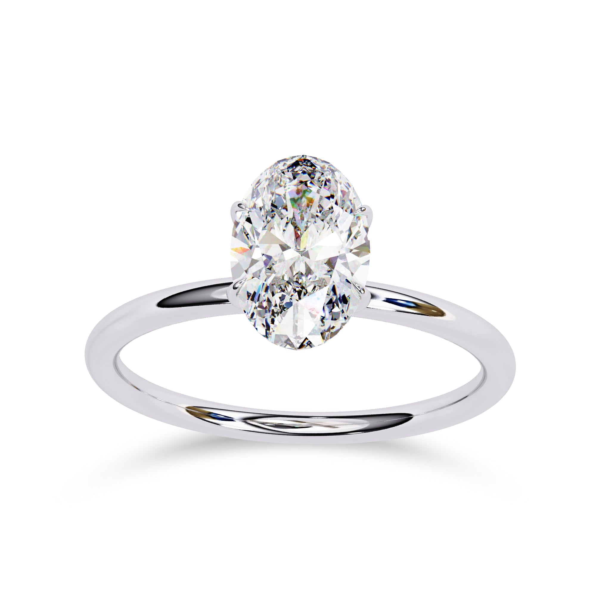 AFFY Solitaire Engagement Rings For Women, Center 9x6mm Oval Cut Lab Created Moissanite Wedding Anniversary Ring in 14K Solid White Gold Size-8.5
