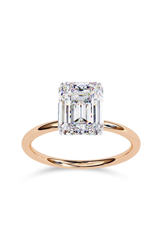 Solitaire Engagement Rings For Women, Center 9x7mm Emerald Cut Lab Created Moissanite Wedding Anniversary Ring in 10K Solid Rose Gold Size-10