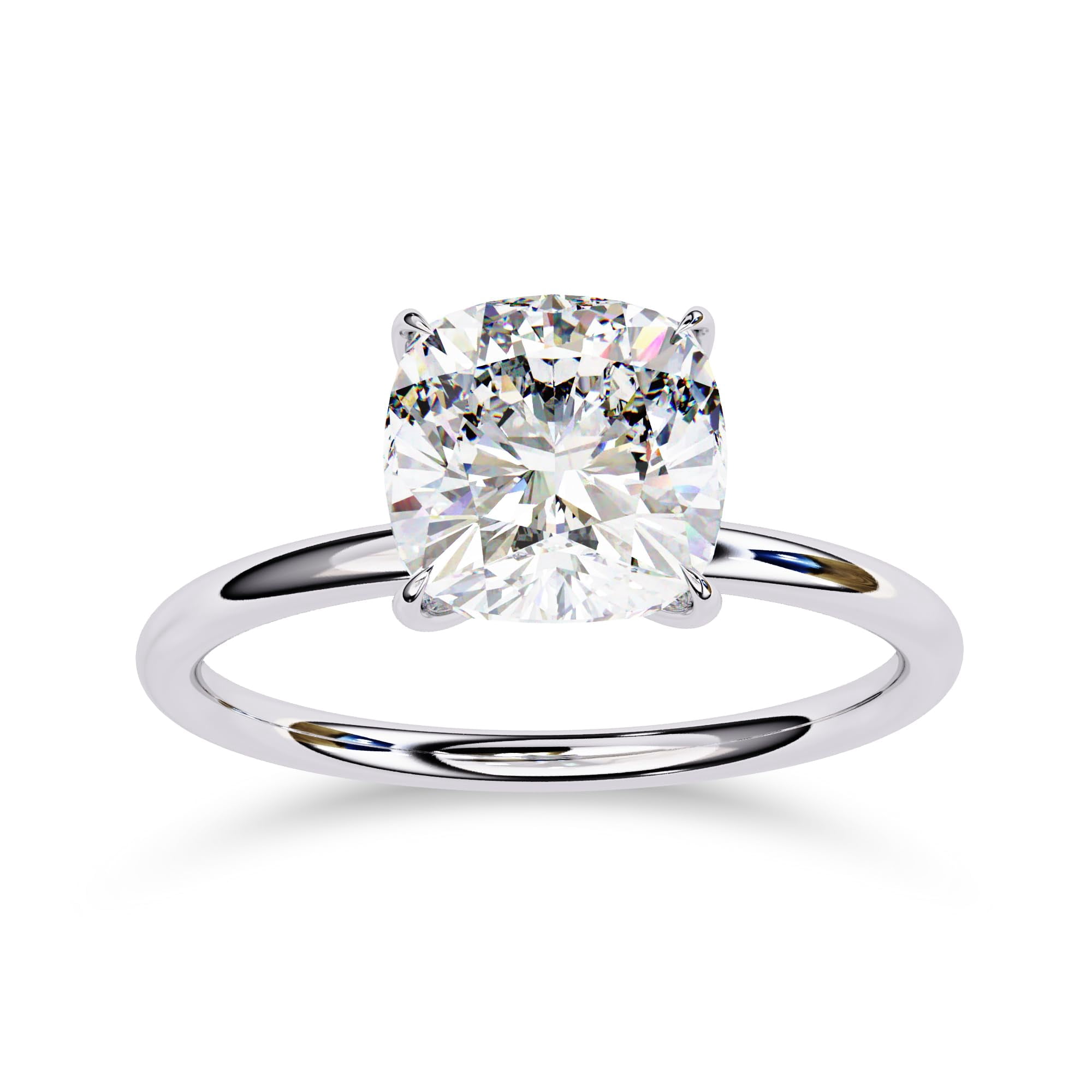 AFFY Solitaire Engagement Rings For Women, Center 8mm Cushion Cut Lab Created Moissanite Wedding Anniversary Ring in 14K White Gold Plated 925 Sterling Silver Size-10