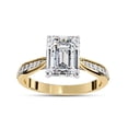 thumbnail image 1 of AFFY Solitaire Engagement Wedding Ring for Women Center 9X7MM Emerald and Round Lab Created Moissanite Rings Jewelry Gift for Her In 14K Solid Yellow Gold Size 9, 1 of 6