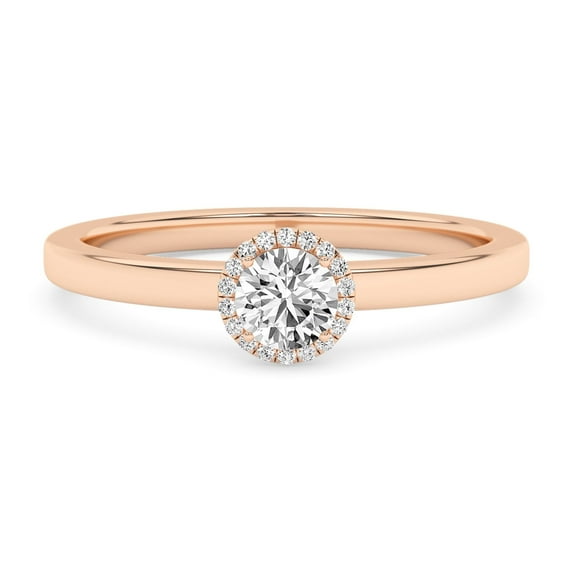 AFFY Solitaire Halo Engagement Rings For Women, 0.60 Carat (ctw) Round Lab Created Moissanite Promise Ring For Her In 14k Solid Rose Gold | VVS1 Quality Ring Size-10