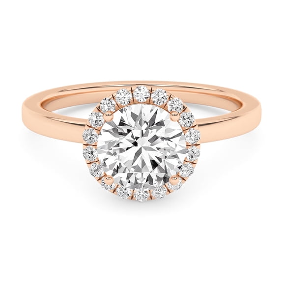 AFFY Solitaire Halo Engagement Rings For Women, 1.20 Carat (ctw) Round Lab Created Moissanite Promise Ring For Her In 10k Solid Rose Gold | VVS1 Quality Ring Size-5.5