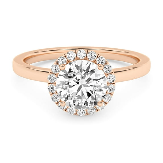 AFFY Solitaire Halo Engagement Rings For Women, 1.20 Carat (ctw) Round Lab Created Moissanite Promise Ring For Her In 14k Solid Rose Gold | VVS1 Quality Ring Size-7