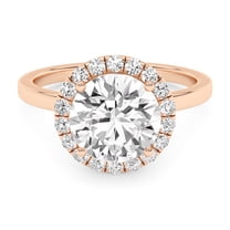 AFFY Solitaire Halo Engagement Rings For Women, 2.33 Carat (ctw) Round Lab Created Moissanite Promise Ring For Her In 14k Rose Gold Over Sterling Silver | VVS1 Quality Ring Size-10