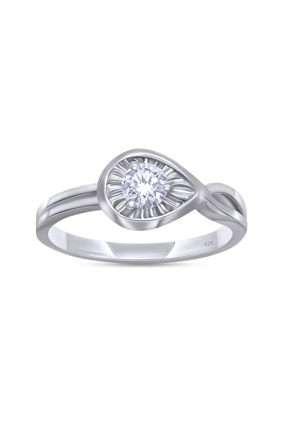 Solitaire Wedding Band Ring for Women | Round Shape Lab Created Moissanite Miracle Set Infinity Promise Ring | 14K White Gold Over Sterling Silver Jewelry Gifts For Her (0.22 Cttw)-7