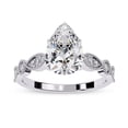 thumbnail image 1 of AFFY Solitaire Wedding Engagement Ring for Women, Center 8x6mm Pear Cut Lab Created Moissanite Beaded Stackable Band Promise Rings in 14K White Gold Over Sterling Silver, Ring 10, 1 of 6