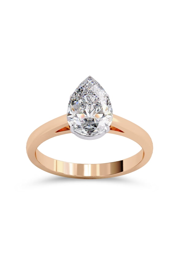 Solitaire Wedding Engagement Ring for Women, Center 9X6mm Pear Cut Lab Created Moissanite Promise Rings in 14K Solid Rose Gold Jewelry Gift for Her, Ring Size 10