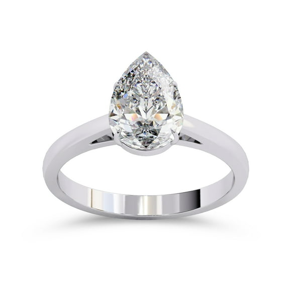 AFFY Solitaire Wedding Engagement Ring for Women, Center 9X6mm Pear Cut Lab Created Moissanite Promise Rings in 14K Solid White Gold Jewelry Gift for Her, Ring Size 4