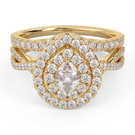 AFFY Split Shank Infinity Twisted Double Halo Bridal Set Ring for Women, 1.20 Carat (ctw) Pear Cut Lab Grown Diamond Engagement Wedding Ring 14K Yellow Gold Over Sterling Silver F-G-H, SI Quality -5