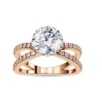 AFFY Split Shank Solitaire Engagement Rings for Women Center 8mm Round Cut Lab Created Moissanite Wedding Anniversary Ring in 10K Solid Rose Gold Size-10