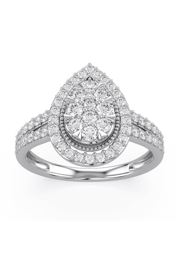 Split Shank Teardrop Engagement Ring for Women, 0.50 Carat (ctw) Round Lab Grown Diamond Ring 10K Solid White Gold Jewelry For Her 1/2 Ctw Size-4