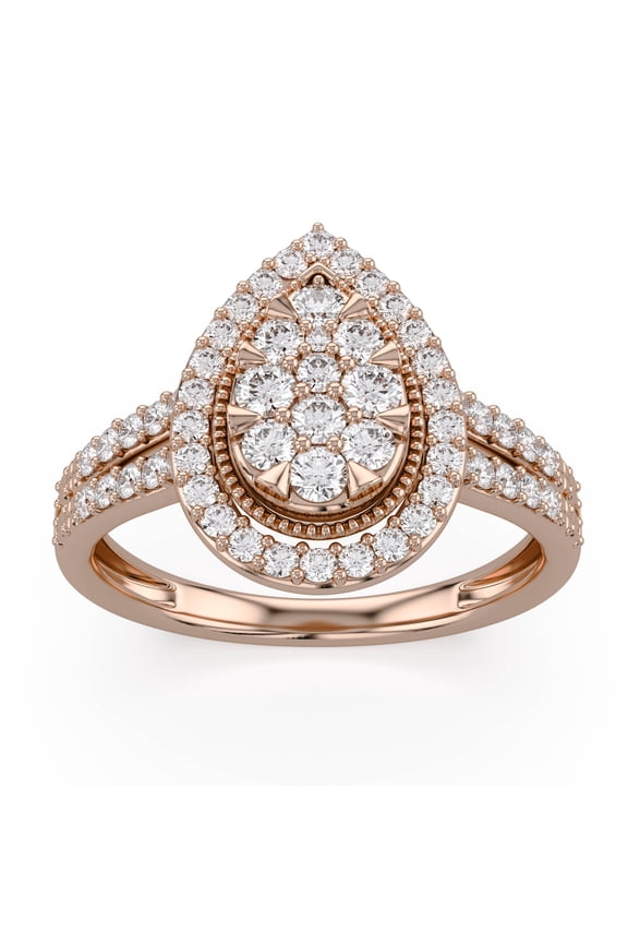 Split Shank Teardrop Engagement Ring for Women, 0.50 Carat (ctw) Round Lab Grown Diamond Ring 10K Solid Rose Gold Jewelry For Her 1/2 Ctw Size-4