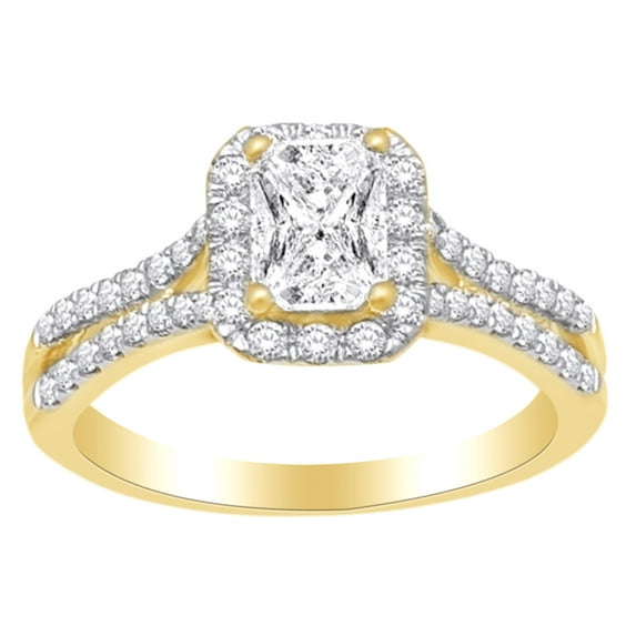 AFFY Square Cluster Pinch Shank Enagegment Ring In 14k Yellow Gold With 0.75 CT White Natural Diamond With RING Size-8