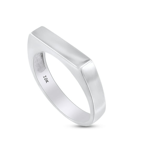 AFFY Stackable Unisex Signet Ring In 10k White Gold, Ring Size-9