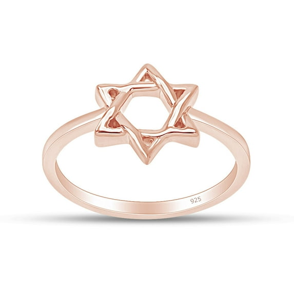 AFFY Star of David Jewish Magen Hebrew Shield Ring Star Symbol Ring 14K Yellow Gold over Silver-4.5