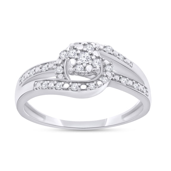AFFY Swirl Bypass Ring for Women, 0.20CT Round Natural Diamond 14K White Gold over Silver-8