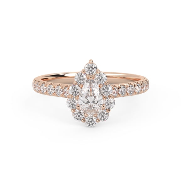 AFFY Teardrop Half Eternity Halo Solitaire Engagement Rings for Women, IGI Certified 1.00 Carat (ctw) Pear And Round Cut Lab Grown Diamond Ring In 14K Solid Rose Gold F-G, VS-SI Quality Ring-9