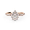 thumbnail image 1 of AFFY Teardrop Half Eternity Halo Solitaire Engagement Rings for Women, 1.00 Carat (ctw) Pear And Round Cut Lab Grown Diamond Ring In 10K Solid Rose Gold F-G, VS-SI Quality Ring-6, 1 of 6