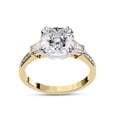 thumbnail image 1 of AFFY Three Stone Engagement Ring for Women Center 8MM Cushion or Baguette and Round Lab Created Moissanite Wedding Rings Jewelry Gift for Her In 14K Solid Yellow Gold Size 7.5, 1 of 6