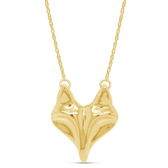 AFFY Tiny Animal Fox Pendant Necklace For Women in 14k Yellow Gold Over 925 Sterling Silver
