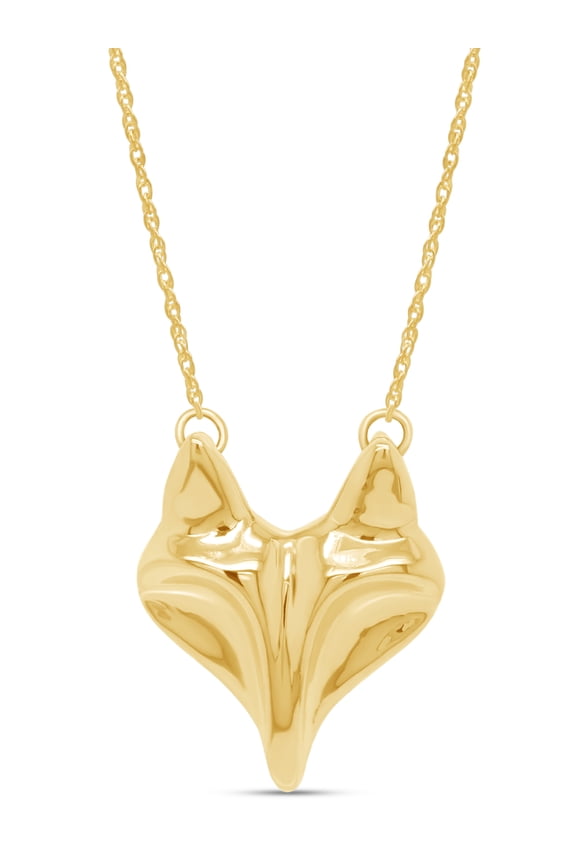 Tiny Animal Fox Pendant Necklace For Women in 14k Yellow Gold Over 925 Sterling Silver